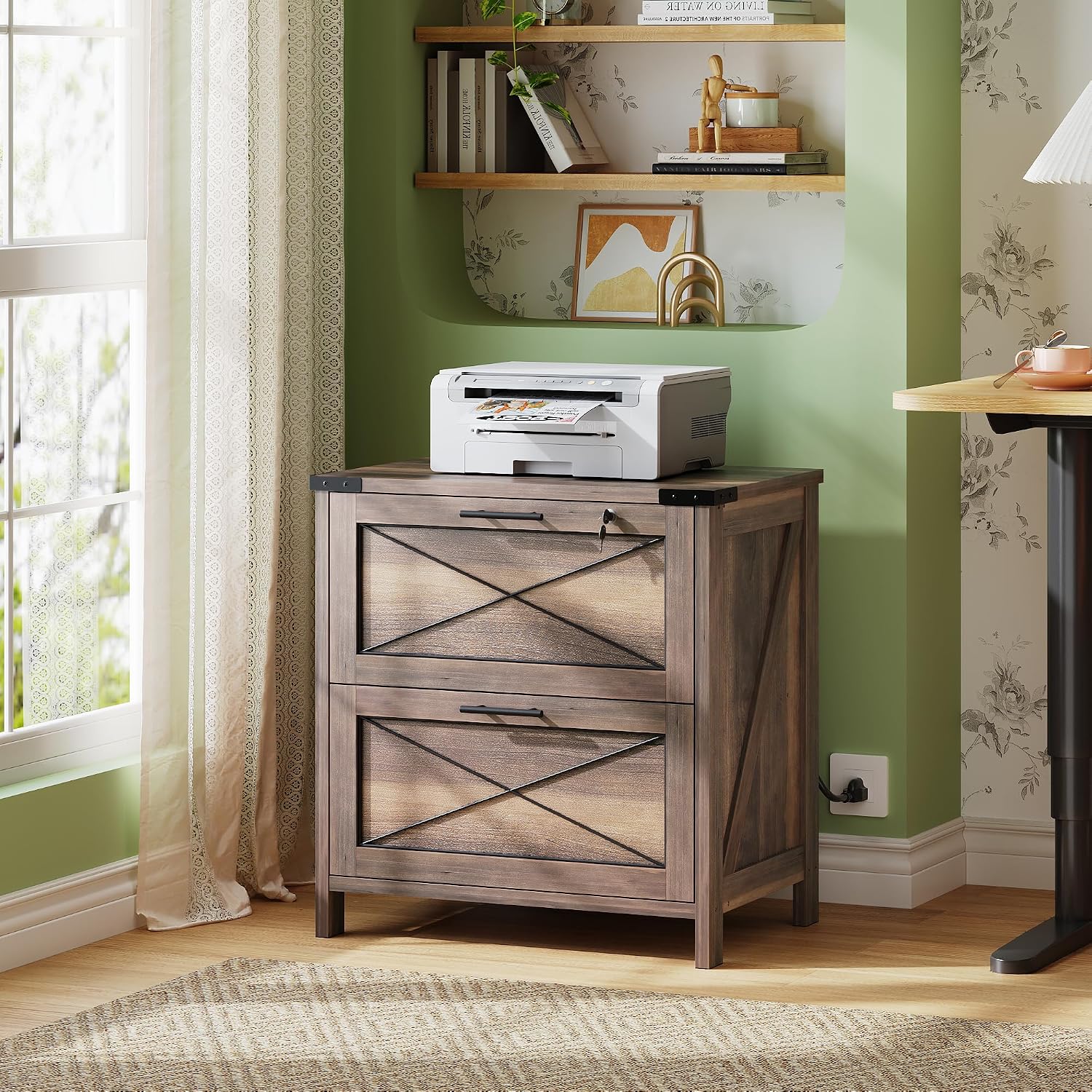 Wood Lateral File Cabinet, 2 D - огляд і ціна Printer Stand