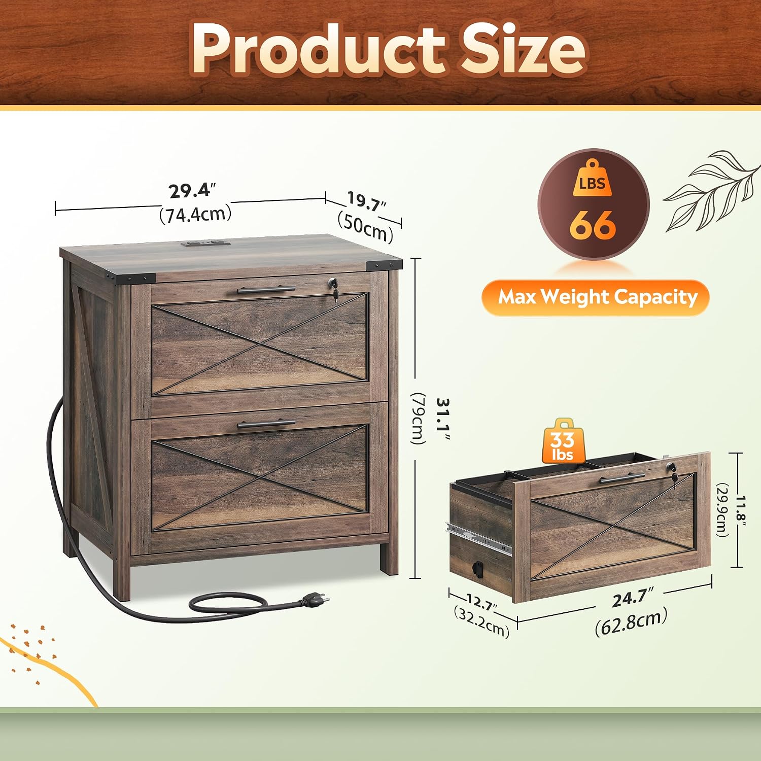 Wood Lateral File Cabinet, 2 D - огляд і ціна Printer Stand
