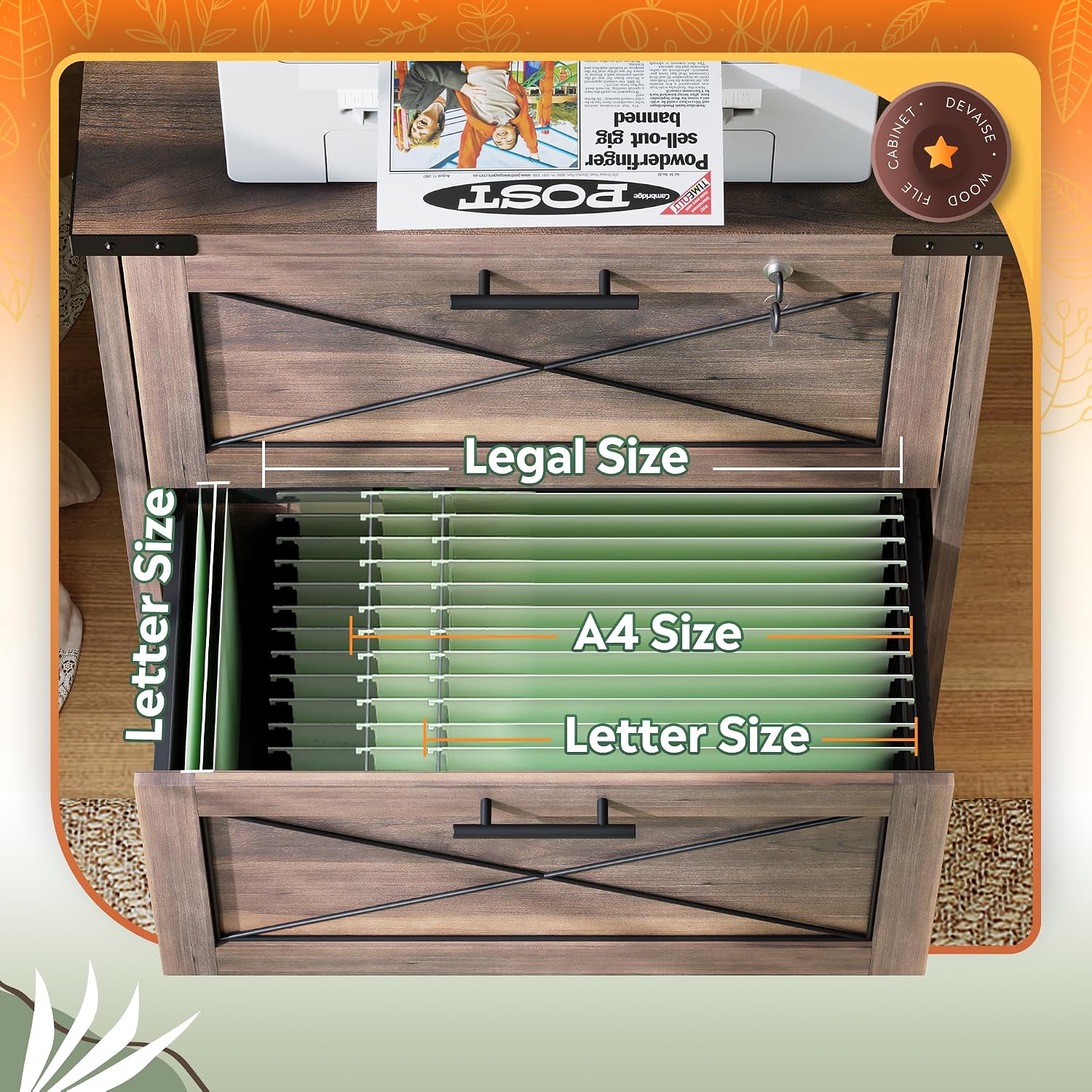 Wood Lateral File Cabinet, 2 D - огляд і ціна Printer Stand