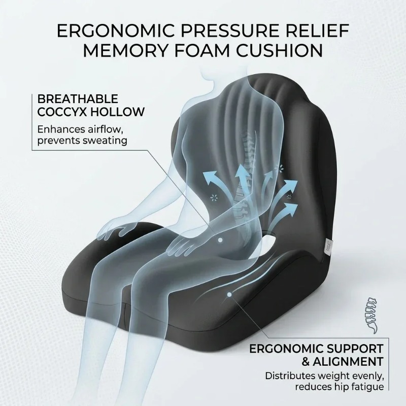 Coccyx Seat Cushion Memory Foa - огляд і ціна Office Chair Cushion